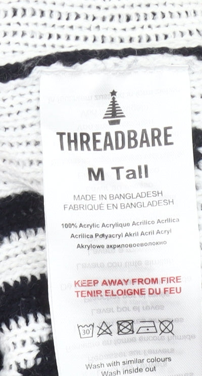 Threadbare Men’s Black Christmas Jumper M Tall Crew Neck Knit