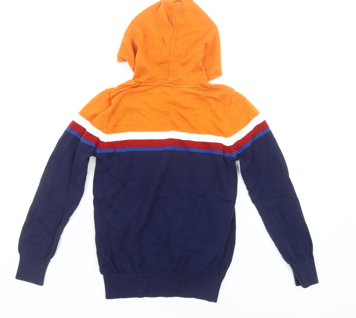 United Colors of Benetton Boys Orange Blue Pullover Hoodie Jumper Size 9Y
