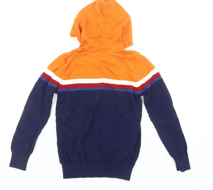 United Colors of Benetton Boys Orange Blue Pullover Hoodie Jumper Size 9Y