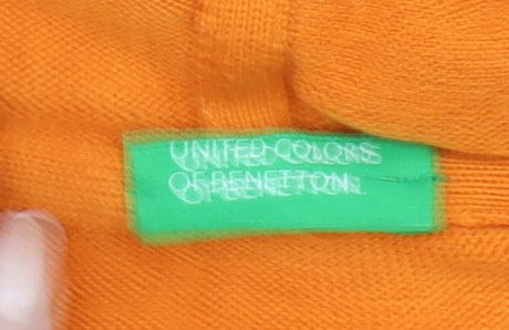 United Colors of Benetton Boys Orange Blue Pullover Hoodie Jumper Size 9Y