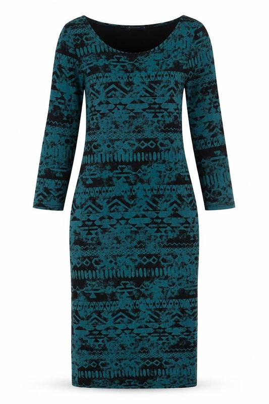 Internacionale Women’s Green Black Aztec Bodycon Dress Size 10