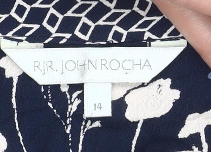 RJR John Rocha Women’s Blue Floral A-Line Viscose Skirt Size 14