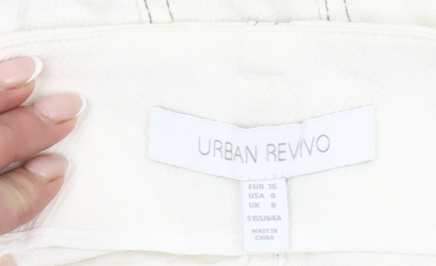 Urban Revivo Womens White Cargo Skirt Size 8 Cotton Pockets Belted