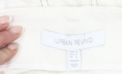 Urban Revivo Womens White Cargo Skirt Size 8 Cotton Pockets Belted
