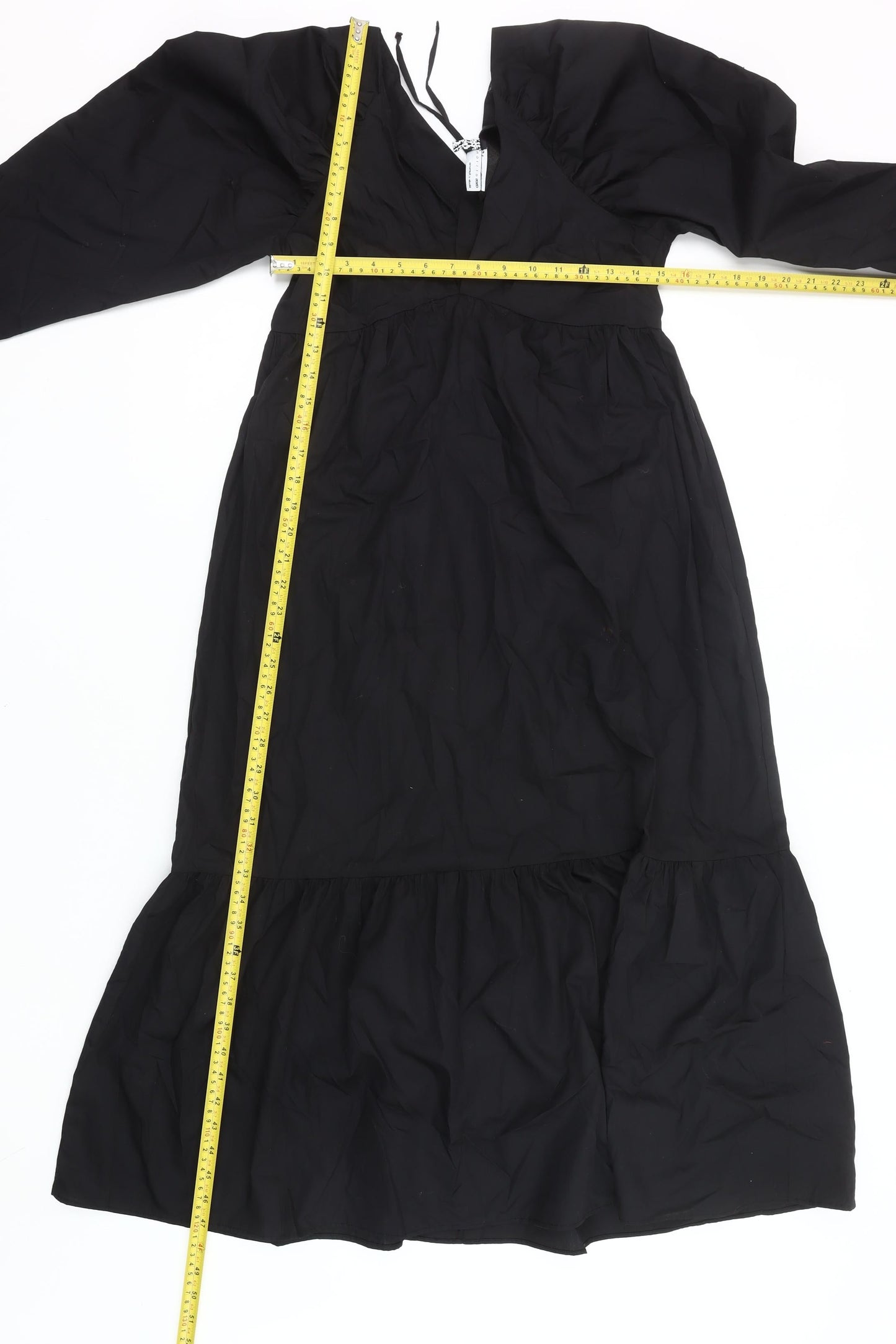 ASOS Women’s Black Midi A-Line Dress Size 8 Long Sleeve V-Neck