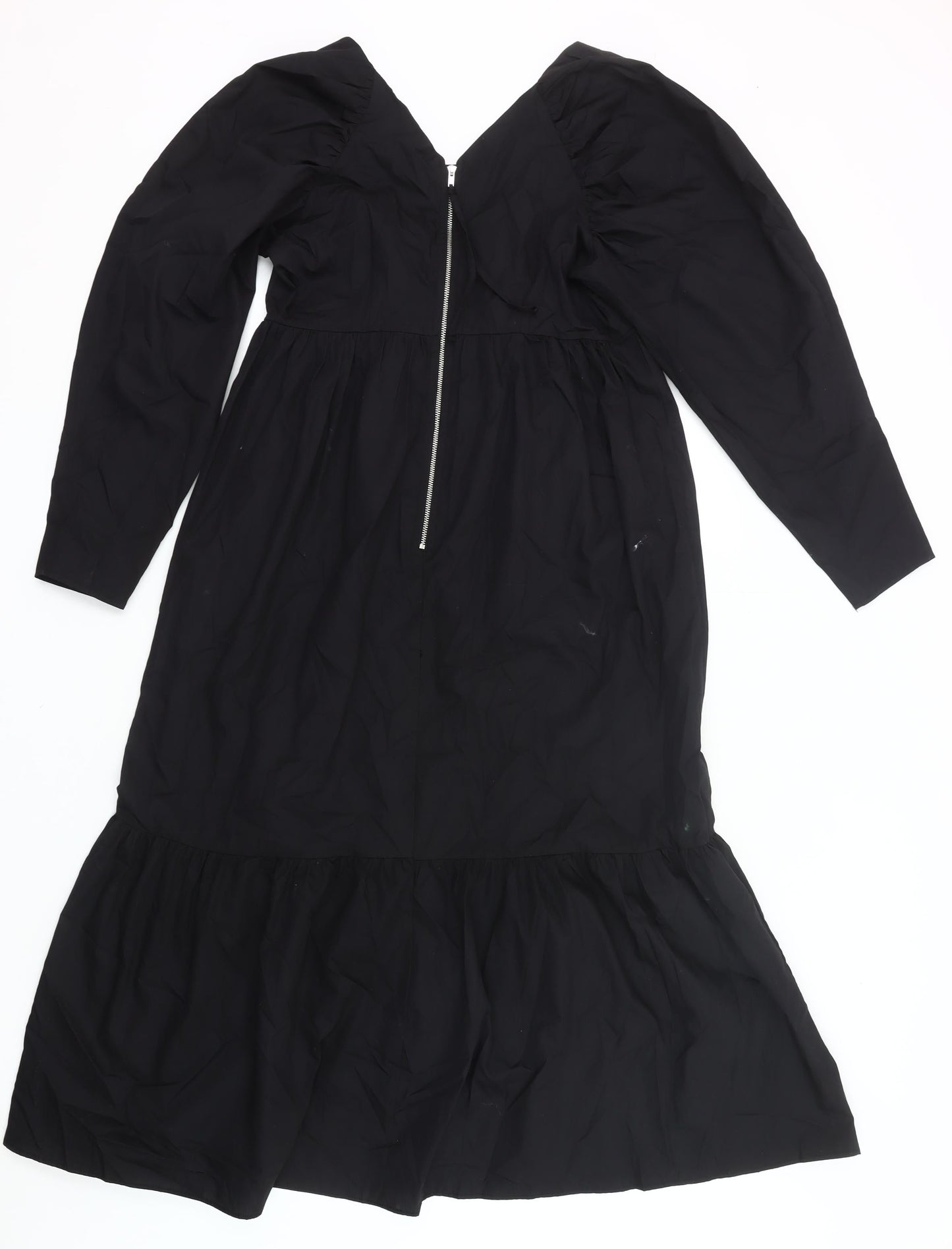 ASOS Women’s Black Midi A-Line Dress Size 8 Long Sleeve V-Neck