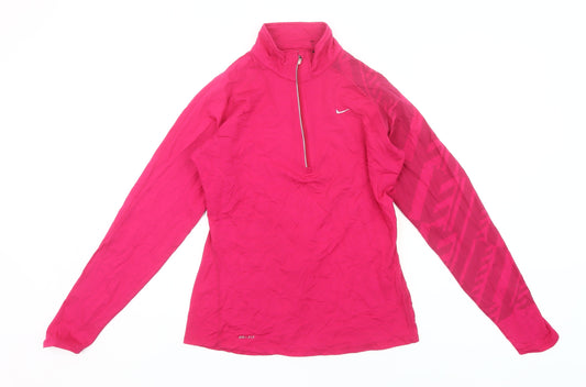 Nike Women’s Pink Dri-Fit 1/2 Zip Long Sleeve Running Top Size M