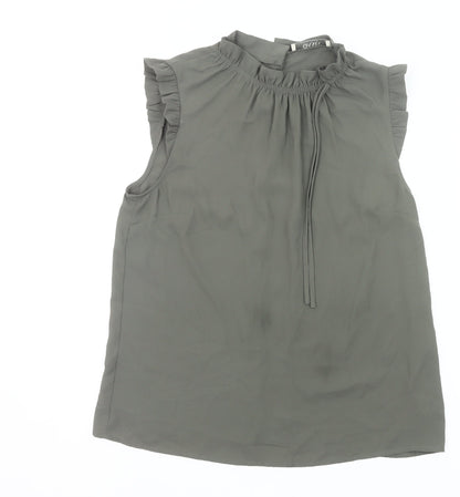 Oasis Women’s Green High Neck Ruffle Tunic Blouse UK 10