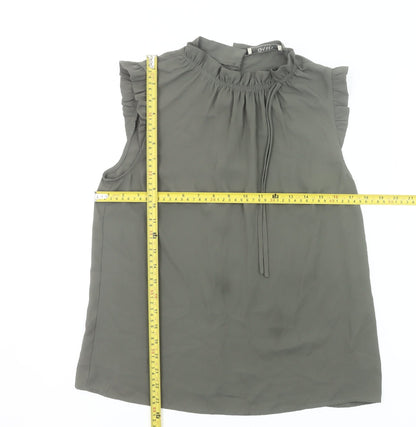 Oasis Women’s Green High Neck Ruffle Tunic Blouse UK 10