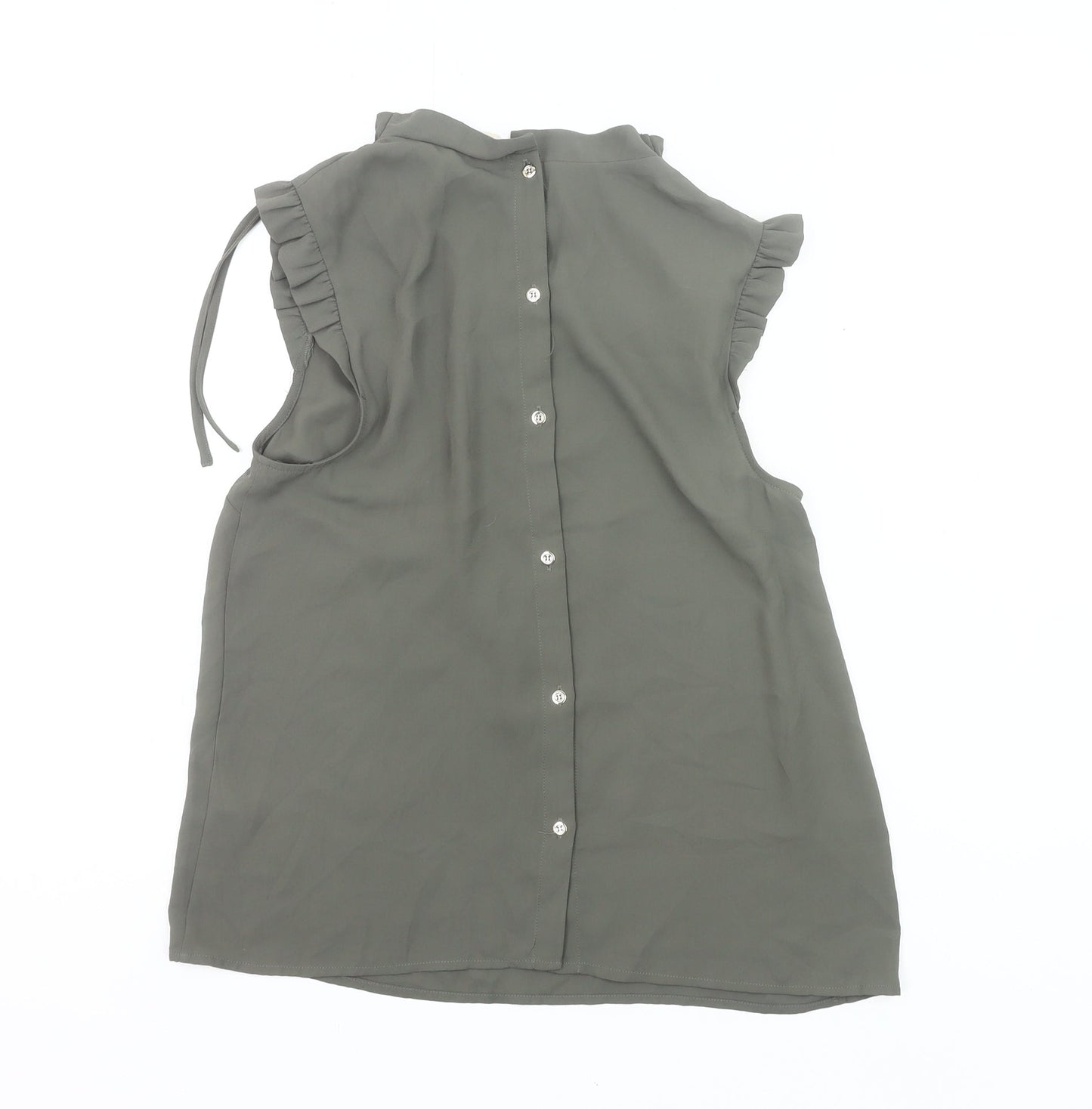 Oasis Women’s Green High Neck Ruffle Tunic Blouse UK 10
