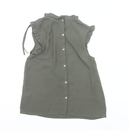 Oasis Women’s Green High Neck Ruffle Tunic Blouse UK 10