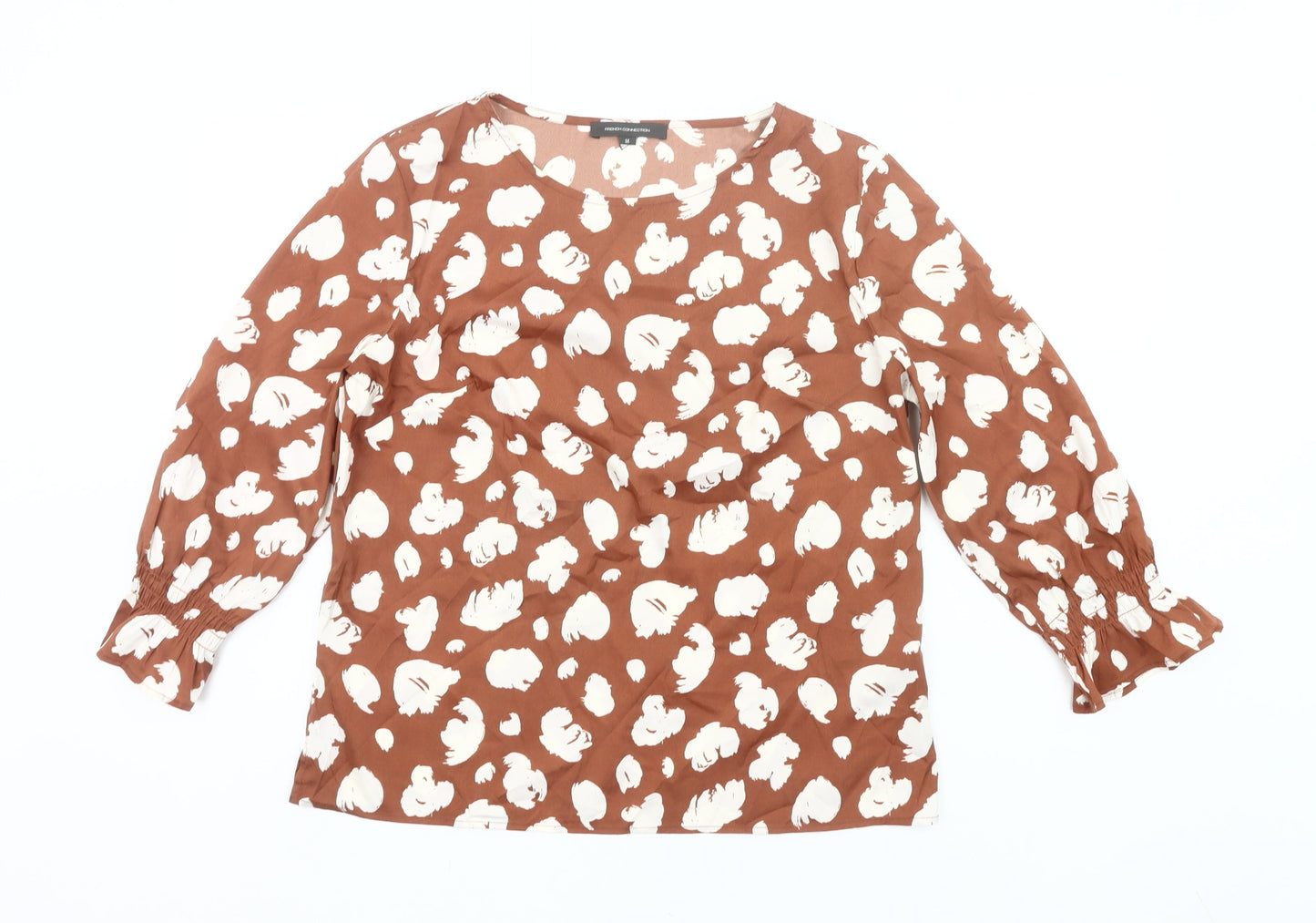 French Connection Women’s Brown Floral Blouse Size M Long Sleeve