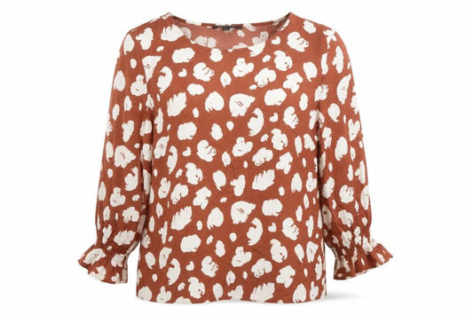 French Connection Women’s Brown Floral Blouse Size M Long Sleeve