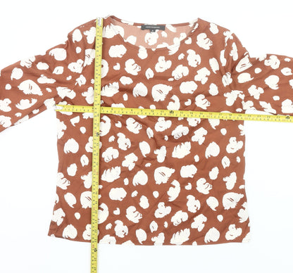 French Connection Women’s Brown Floral Blouse Size M Long Sleeve