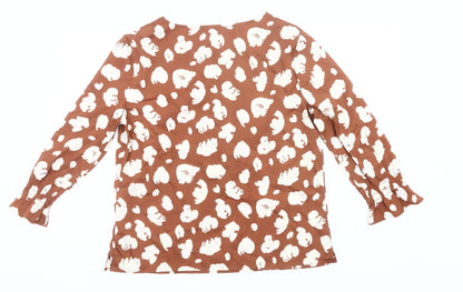 French Connection Women’s Brown Floral Blouse Size M Long Sleeve