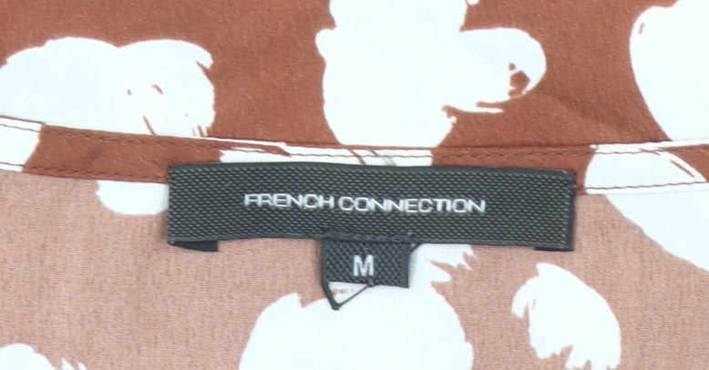 French Connection Women’s Brown Floral Blouse Size M Long Sleeve