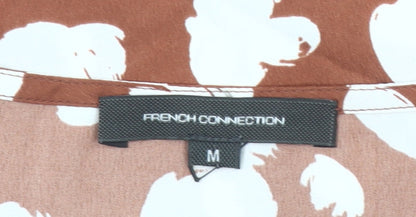 French Connection Women’s Brown Floral Blouse Size M Long Sleeve