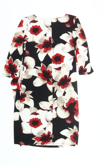 Gina Bacconi Women’s Black Red Floral Sheath Dress UK 12