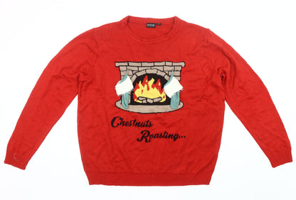 Avenue Collection Mens Red XL Christmas Jumper Pullover Knit
