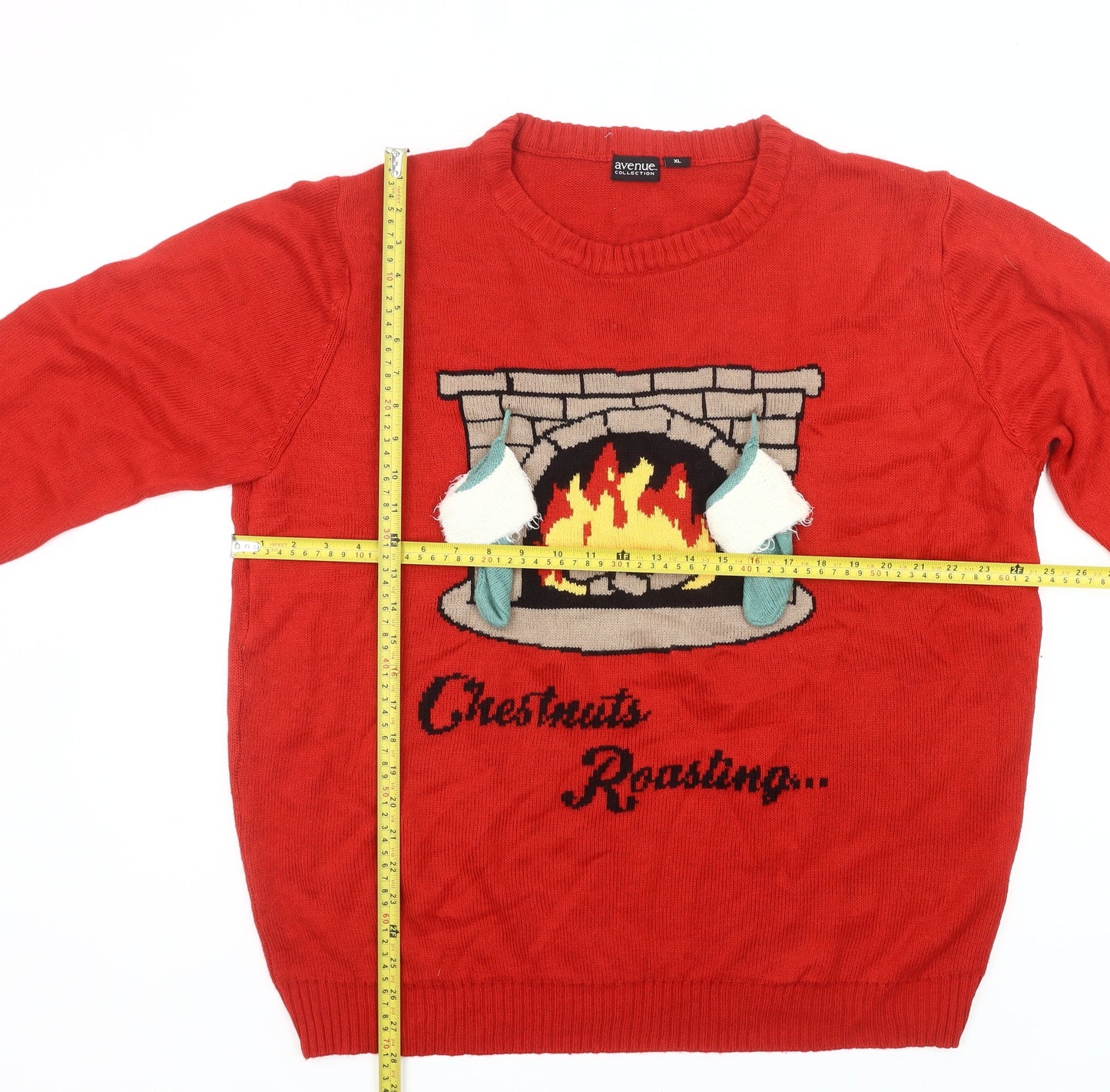 Avenue Collection Mens Red XL Christmas Jumper Pullover Knit