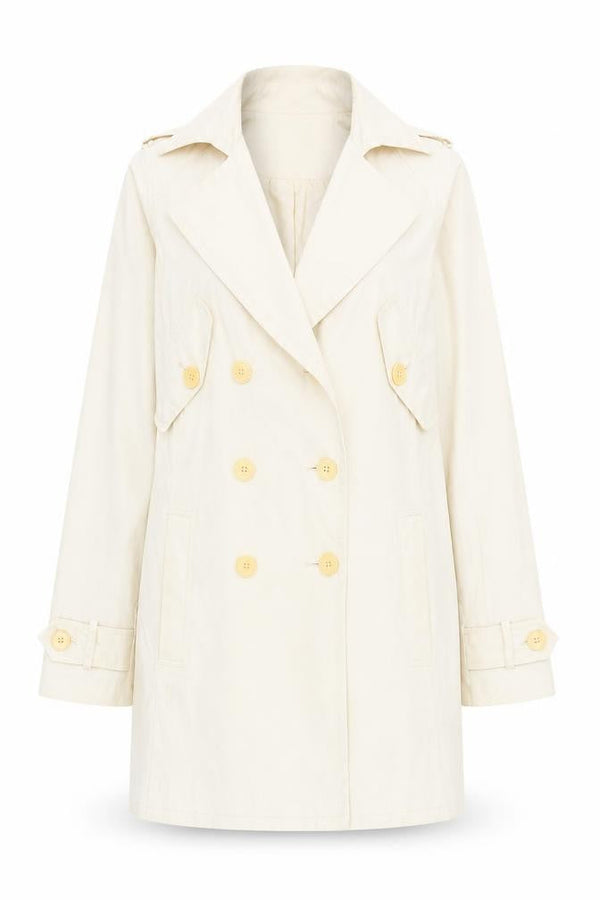 InWear Women’s Ivory Trench Coat UK 10 Buttoned Mid-Length Lined
