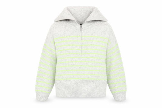 George Women Grey Striped Chunky Knit Half Zip Jumper Size 8-10