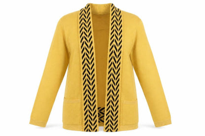 Envy Us Womens Yellow Cardigan S Regular Knit Open Pockets
