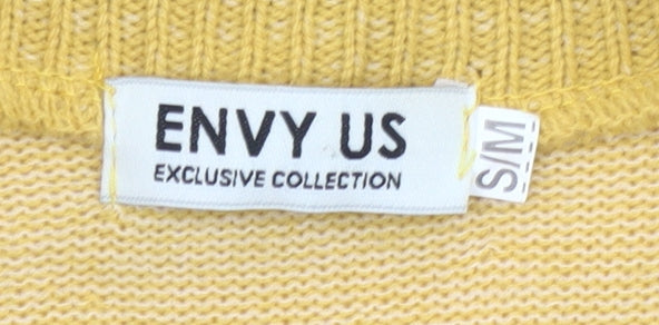 Envy Us Womens Yellow Cardigan S Regular Knit Open Pockets