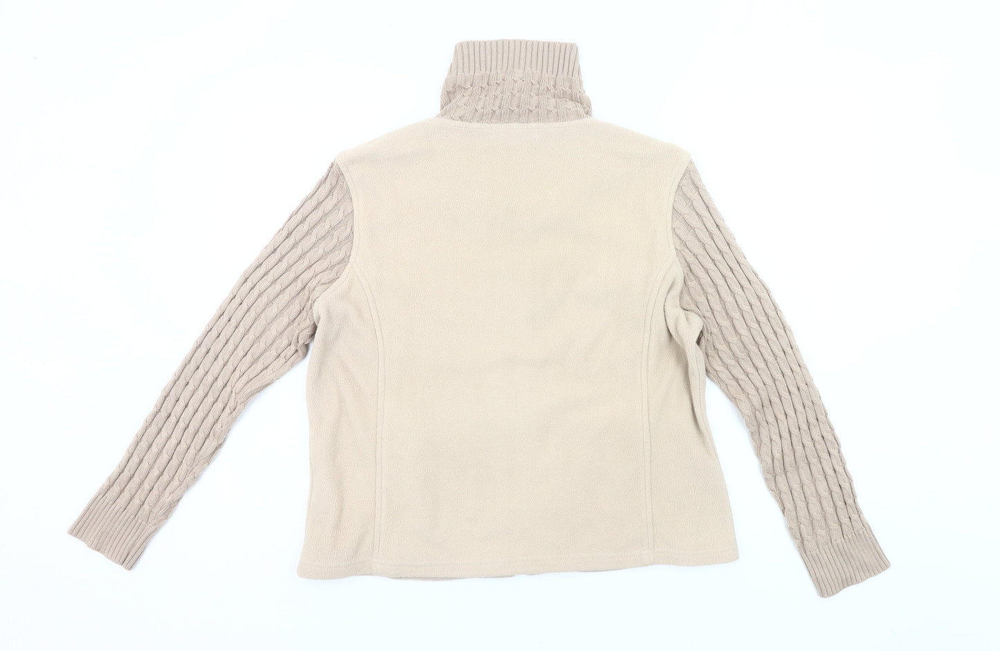 Klass Collection Womens Beige Full Zip Knit Sleeve Jacket Size L