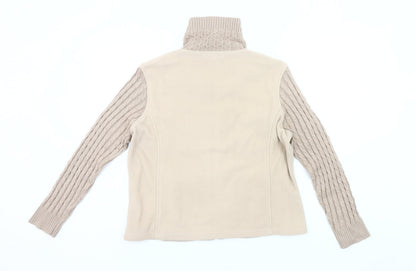 Klass Collection Womens Beige Full Zip Knit Sleeve Jacket Size L