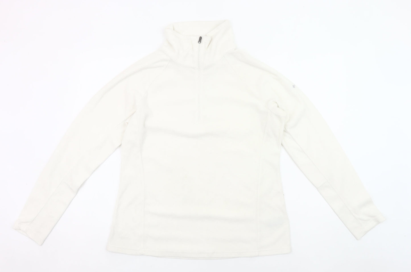 Columbia Womens White Fleece Sweatshirt L 1/4 Zip Hiking Outdoor Top