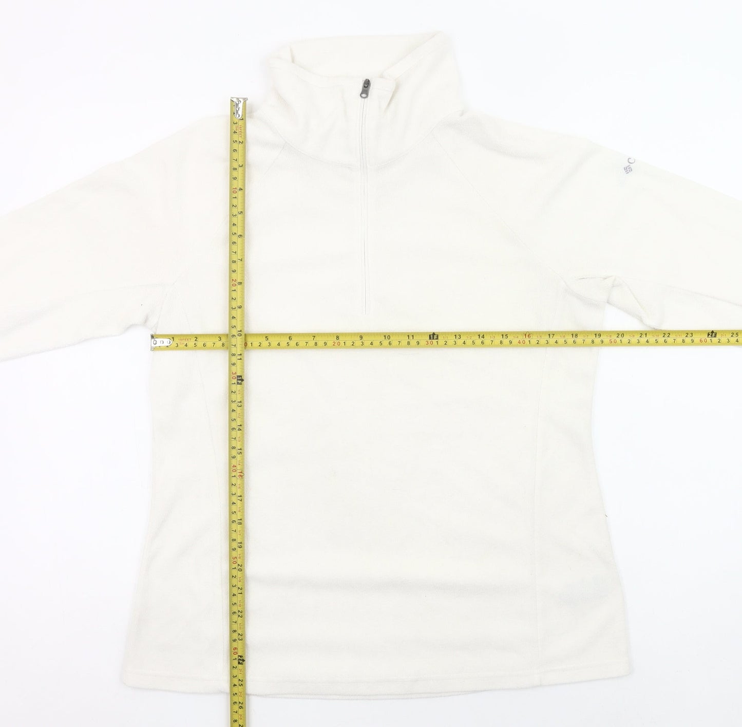 Columbia Womens White Fleece Sweatshirt L 1/4 Zip Hiking Outdoor Top