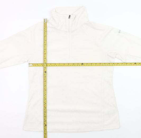 Columbia Womens White Fleece Sweatshirt L 1/4 Zip Hiking Outdoor Top
