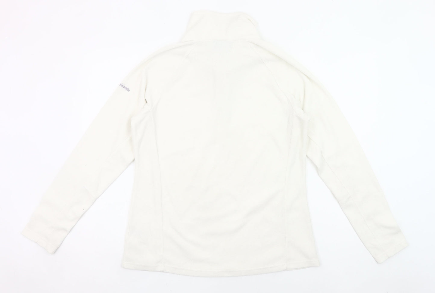 Columbia Womens White Fleece Sweatshirt L 1/4 Zip Hiking Outdoor Top