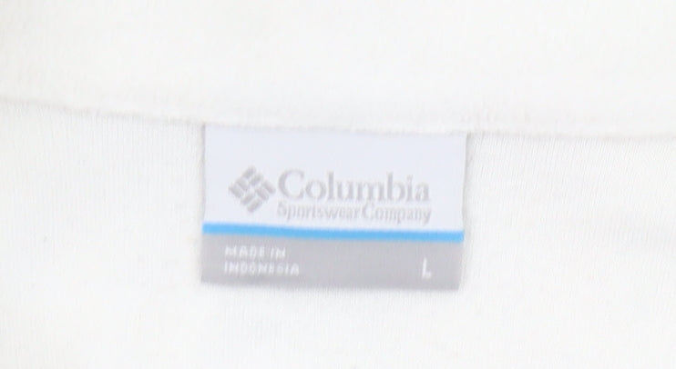 Columbia Womens White Fleece Sweatshirt L 1/4 Zip Hiking Outdoor Top