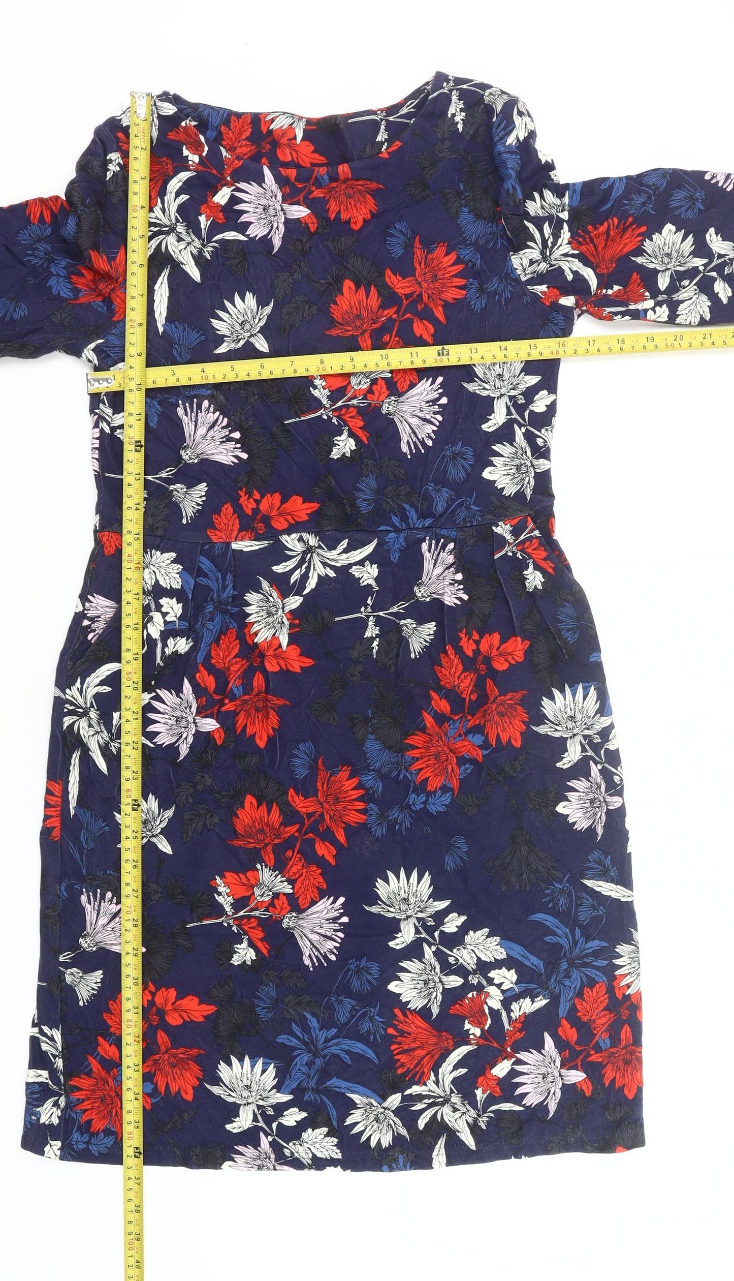 Joules Women’s Multicoloured Floral Shift Dress UK 12 Knee Length 3/4 Sleeve