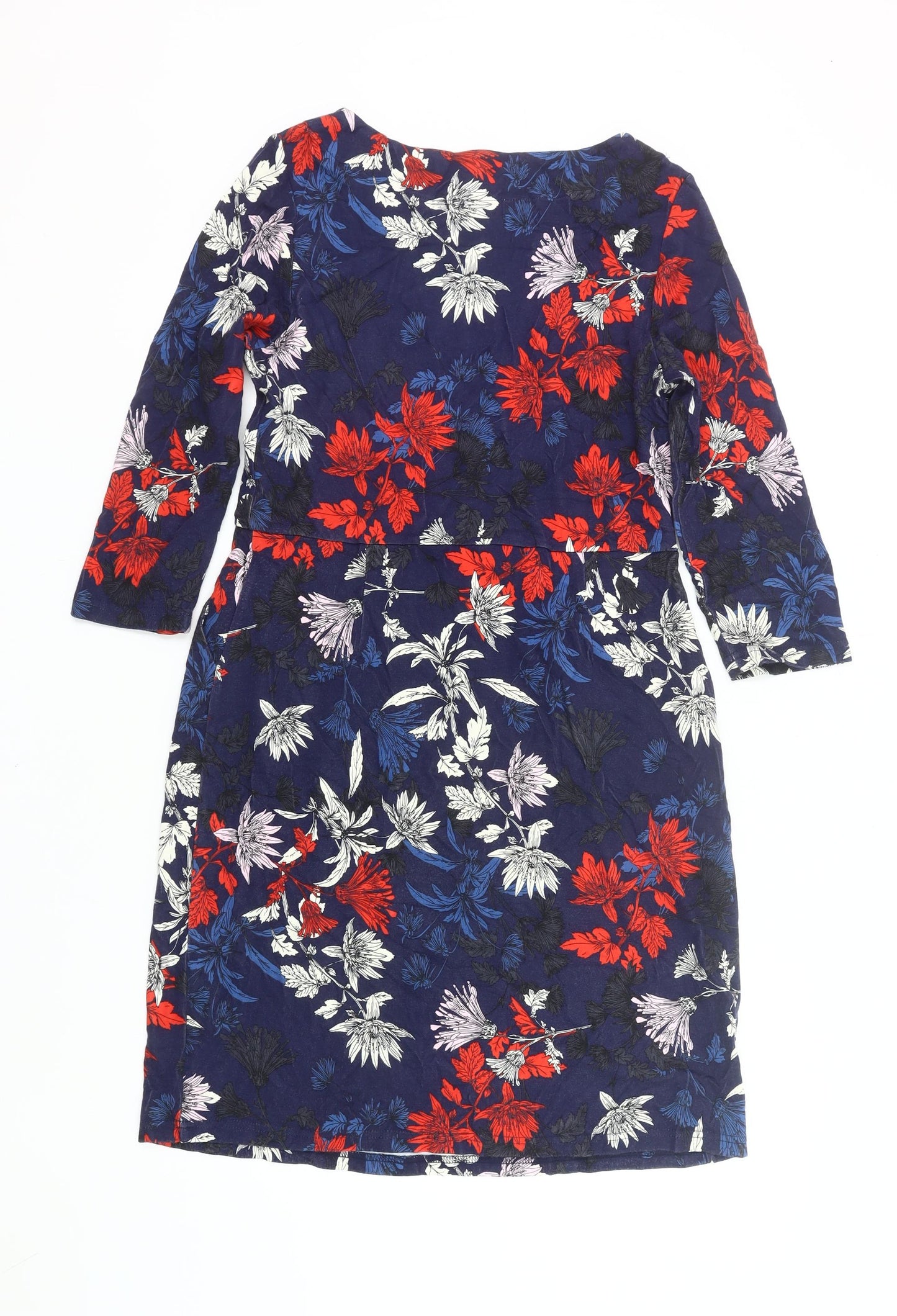 Joules Women’s Multicoloured Floral Shift Dress UK 12 Knee Length 3/4 Sleeve