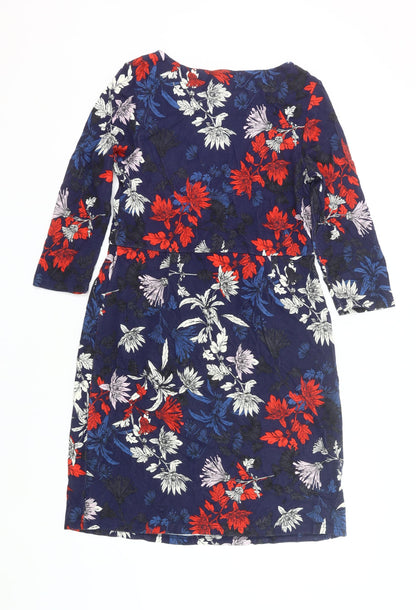 Joules Women’s Multicoloured Floral Shift Dress UK 12 Knee Length 3/4 Sleeve