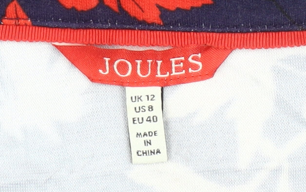 Joules Women’s Multicoloured Floral Shift Dress UK 12 Knee Length 3/4 Sleeve