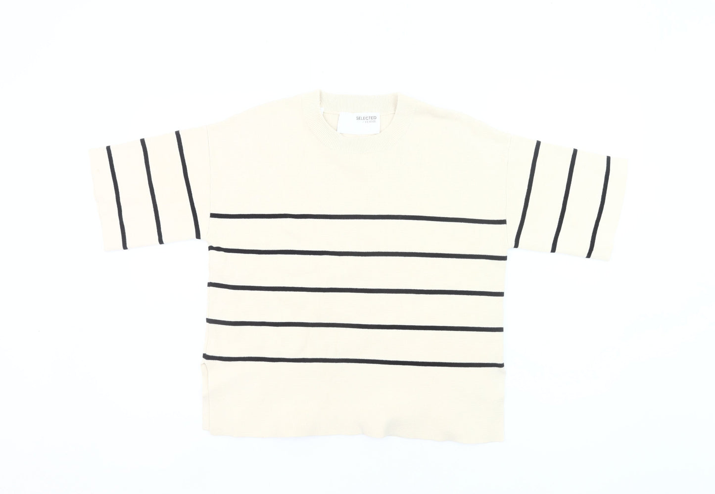 Selected Femme Women’s Beige Striped Knit Pullover Jumper XS