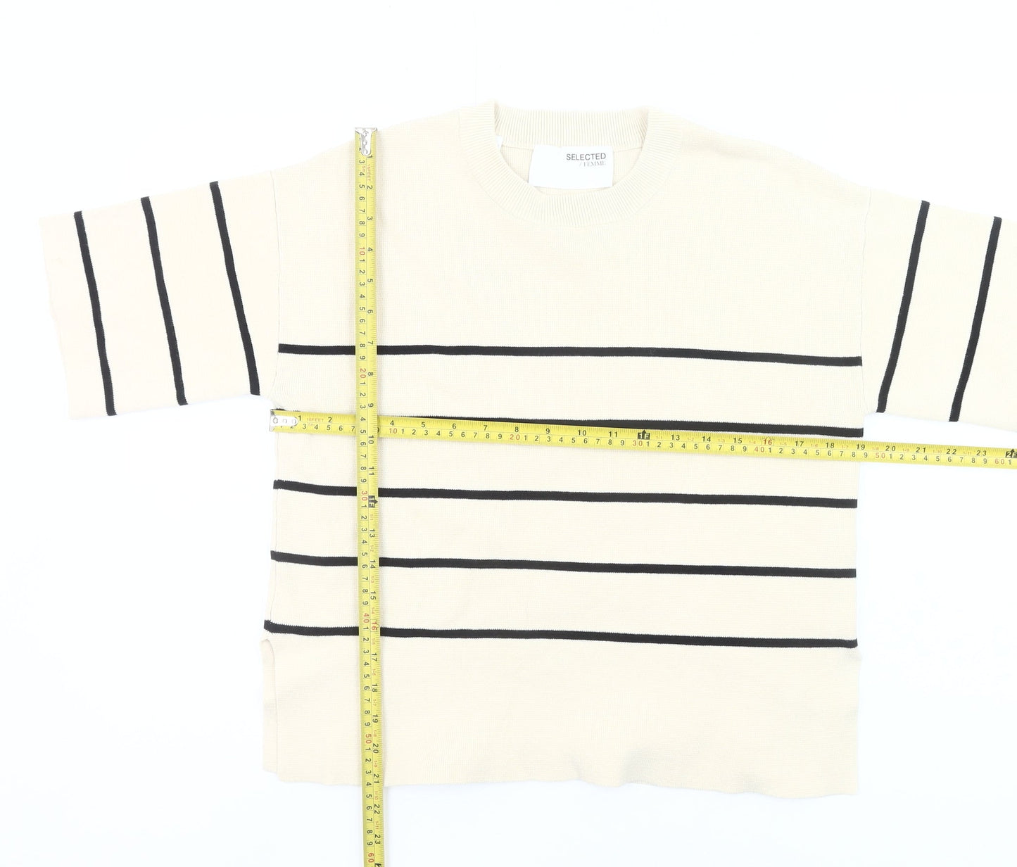 Selected Femme Women’s Beige Striped Knit Pullover Jumper XS