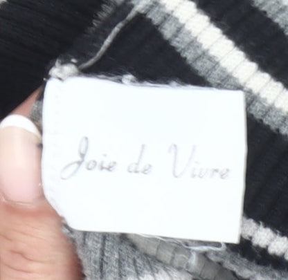 Joie de Vivre Womens Black Striped Roll Neck Cotton Jumper Size 16