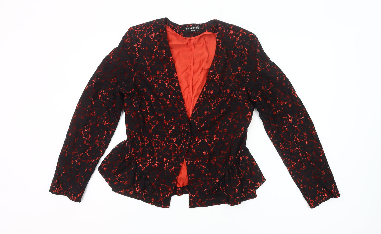 Collection London Women Black Red Lace Suit Jacket Size 12 Formal