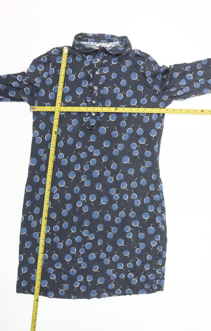 Boden Women’s Blue Polka Dot Shirt Dress Size 16 Long Sleeve Cotton
