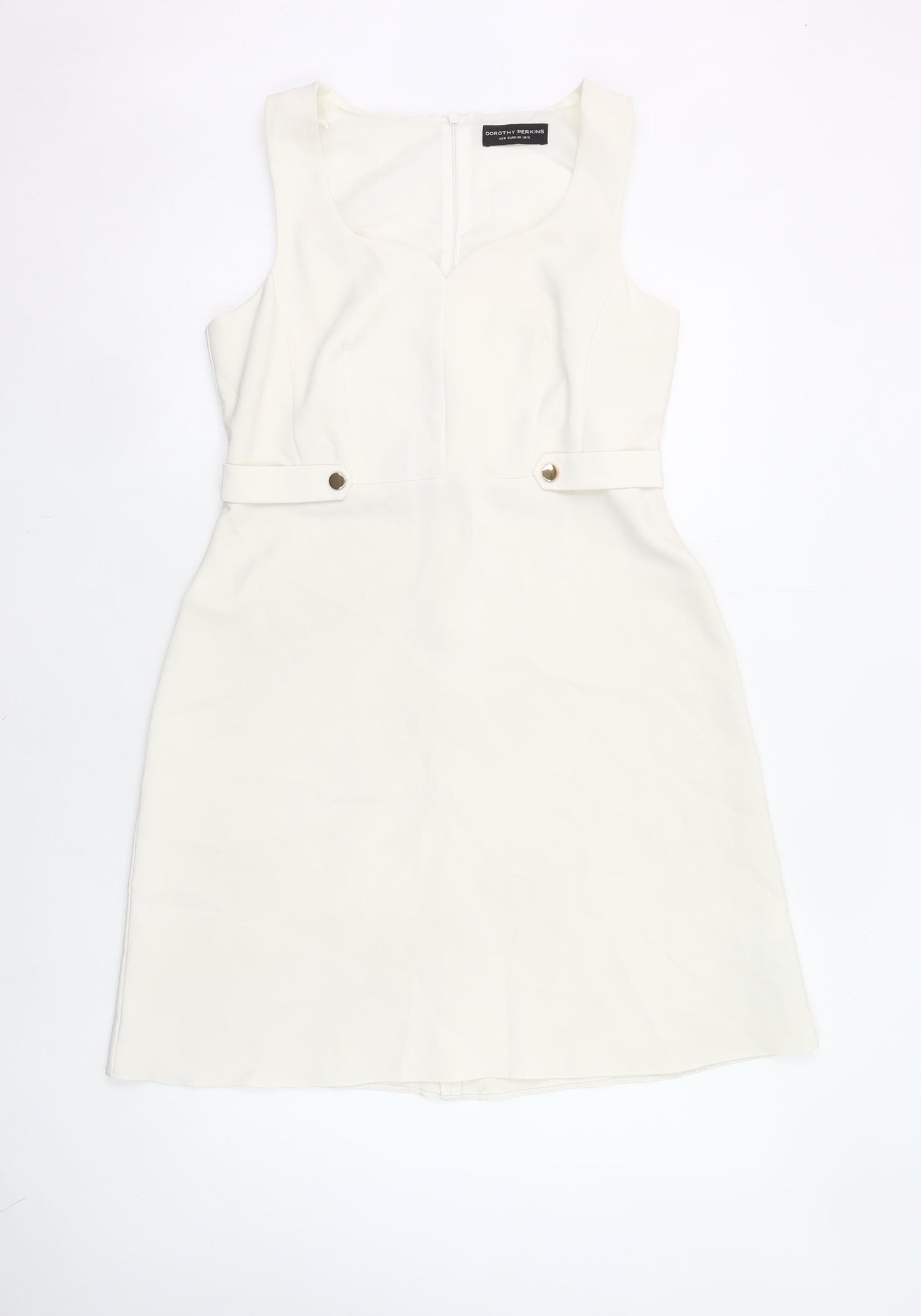 Dorothy Perkins Women Ivory Sheath Dress UK 12 Sleeveless Workwear