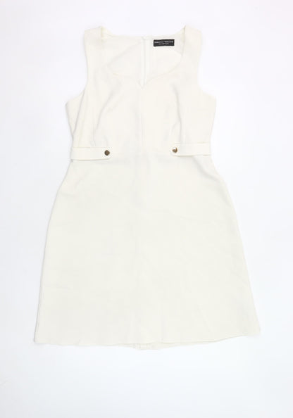 Dorothy Perkins Women Ivory Sheath Dress UK 12 Sleeveless Workwear