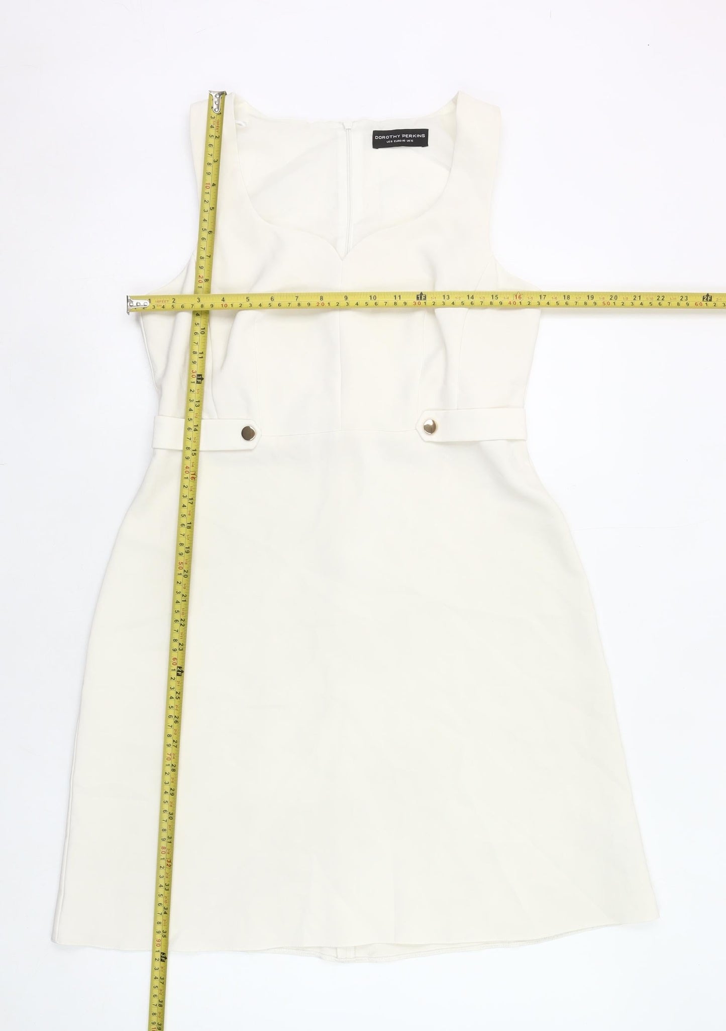 Dorothy Perkins Women Ivory Sheath Dress UK 12 Sleeveless Workwear