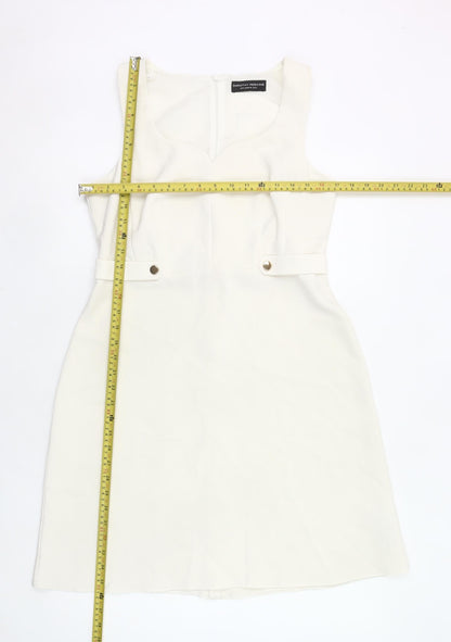 Dorothy Perkins Women Ivory Sheath Dress UK 12 Sleeveless Workwear