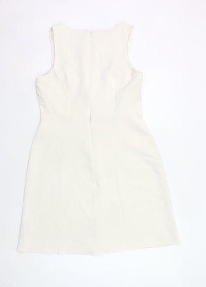 Dorothy Perkins Women Ivory Sheath Dress UK 12 Sleeveless Workwear