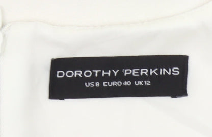 Dorothy Perkins Women Ivory Sheath Dress UK 12 Sleeveless Workwear